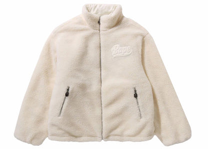 BAPE Tonal Solid Camo Sherpa Reversible Jacket Ivory