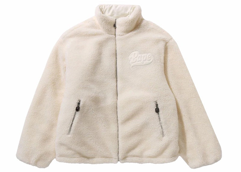 BAPE Tonal Solid Camo Sherpa Reversible Jacket Ivory