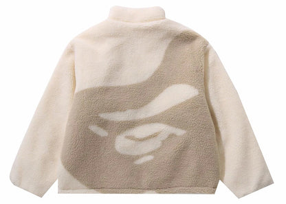 BAPE Tonal Solid Camo Sherpa Reversible Jacket Ivory