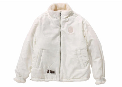 BAPE Tonal Solid Camo Sherpa Reversible Jacket Ivory