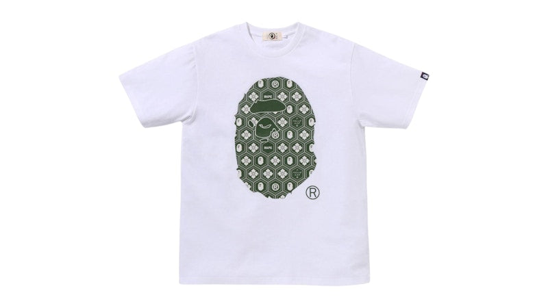 BAPE Traditional Japanese Pattern Ape Head Tee White/Green