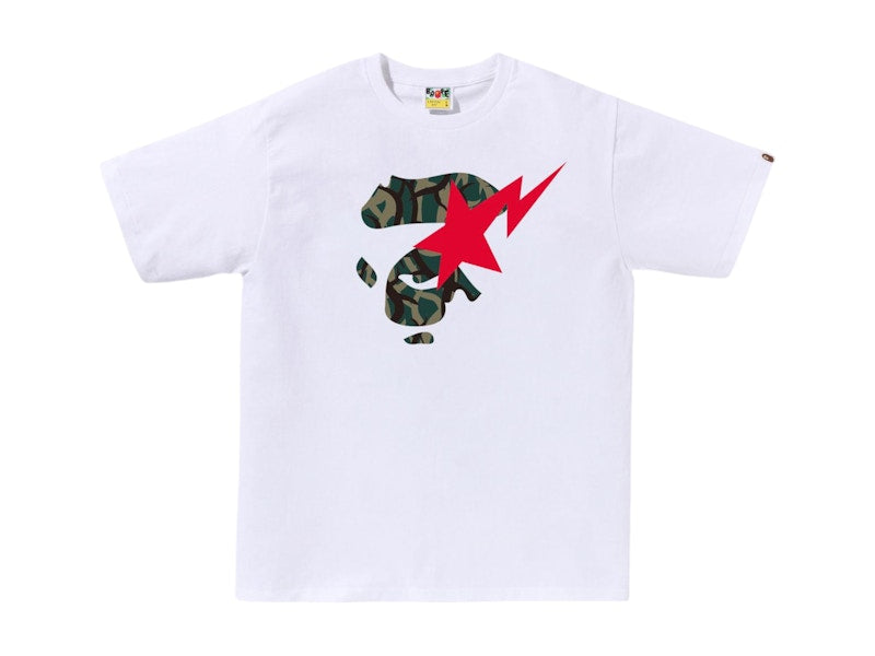 BAPE Trial Camo Ape Face Sta Tee White/Green