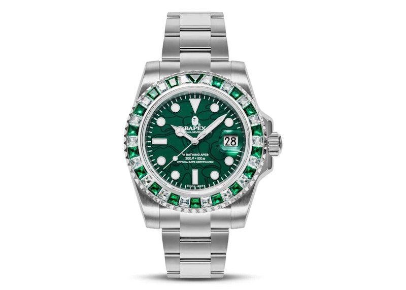 BAPE Type 1 Crystal Stone BAPEX Watch (SS24) Green