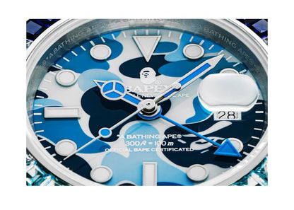 BAPE Type 2 ABC Camo Crystal Stone BAPEX Watch Blue