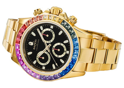 BAPE Type 4 BAPEX Crystal Stone Watch Gold