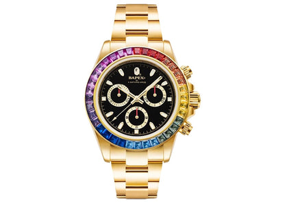 BAPE Type 4 BAPEX Crystal Stone Watch Gold