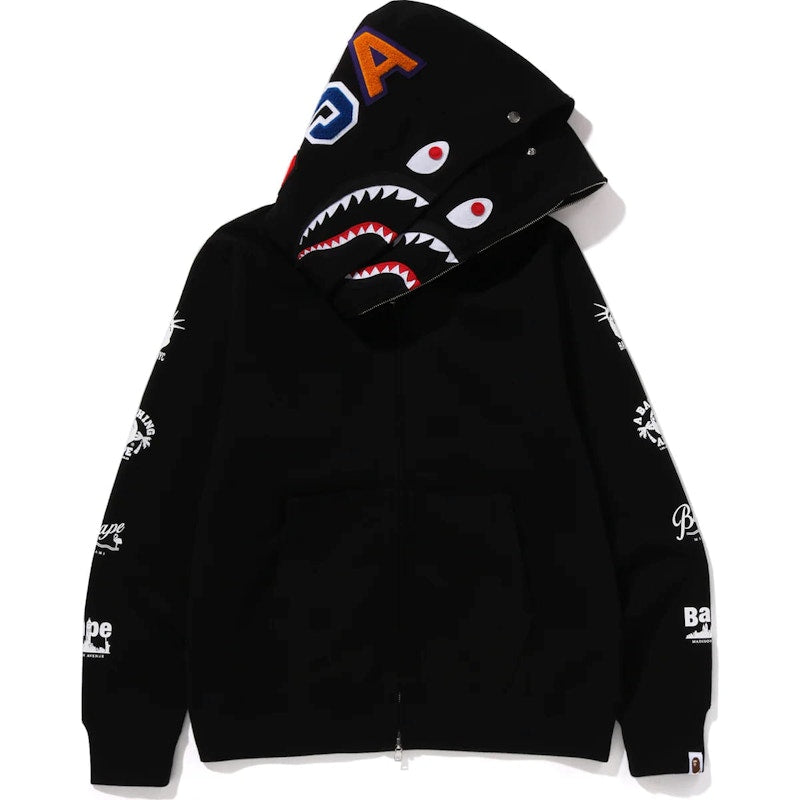BAPE Us Double Shark Full Zip Hoodie Black