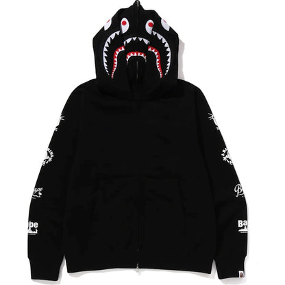 BAPE Us Double Shark Full Zip Hoodie Black