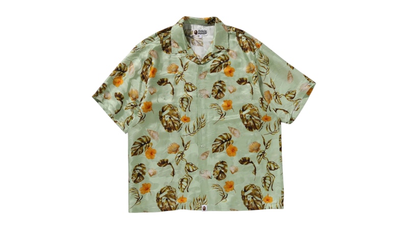 BAPE Vacation Pattern Open Collar SS Shirt Green