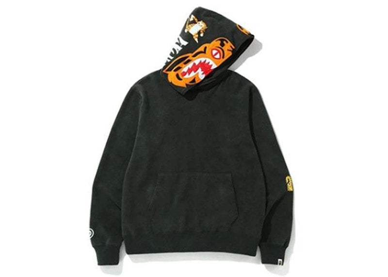 BAPE Vintage Wash Tiger Wide Pullover Hoodie Black