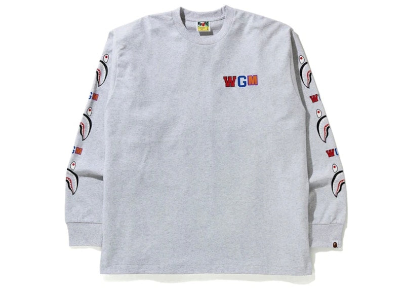 BAPE WGM Shark Relaxed Fit L/S Tee Gray