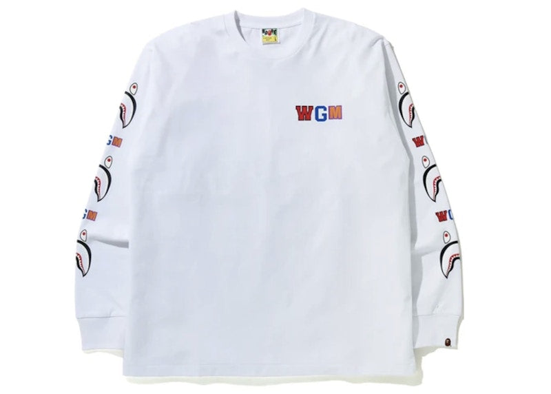 BAPE WGM Shark Relaxed Fit L/S Tee White