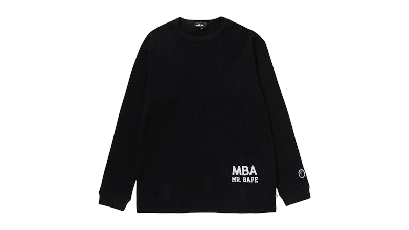 BAPE Waffle Basic L/S Tee Black