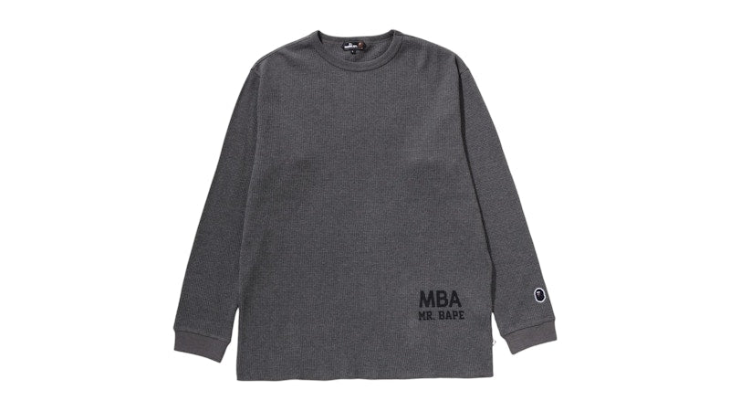 BAPE Waffle Basic L/S Tee Gray