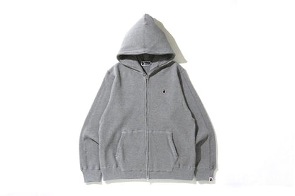 BAPE Waffle Wide Full Zip Hoodie Grey