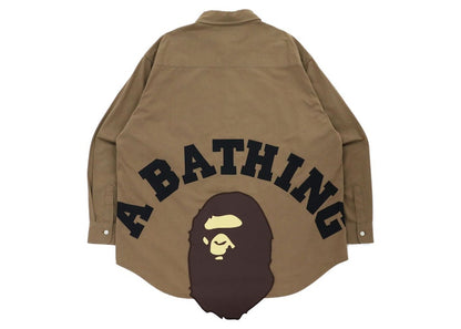 BAPE Washed Twill Big Ape Head Loose Fit Shirt Brown