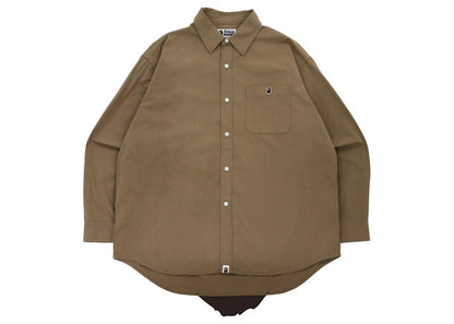 BAPE Washed Twill Big Ape Head Loose Fit Shirt Brown