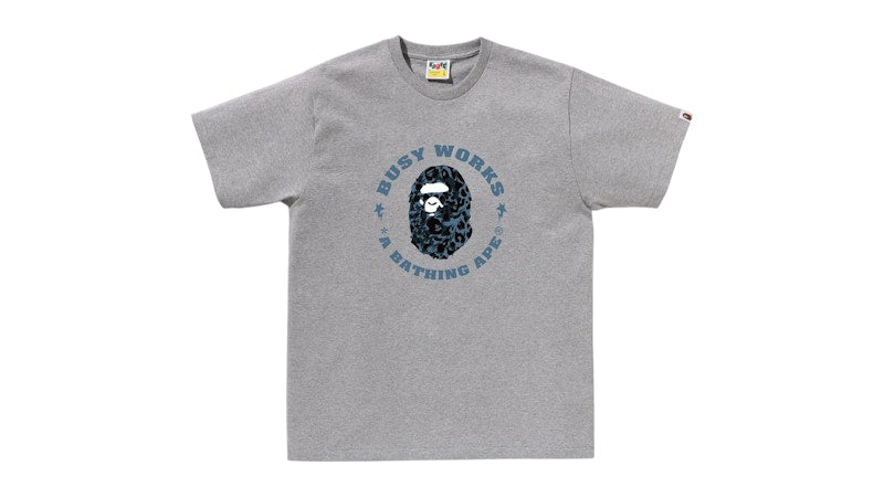 BAPE Wild Leopard Pattern Busy Works Sta Tee Gray