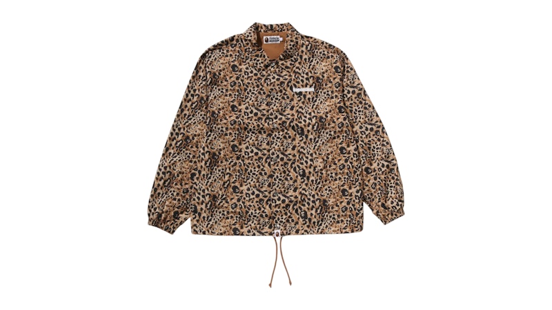 BAPE Wild Leopard Pattern Coach Jacket Beige