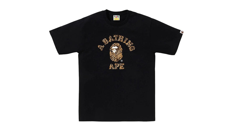 BAPE Wild Leopard Pattern College Tee Black/Beige