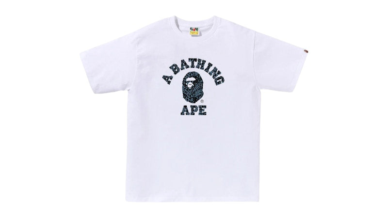 BAPE Wild Leopard Pattern College Tee White/Navy