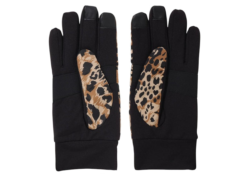 BAPE Wild Leopard Pattern Gloves Beige
