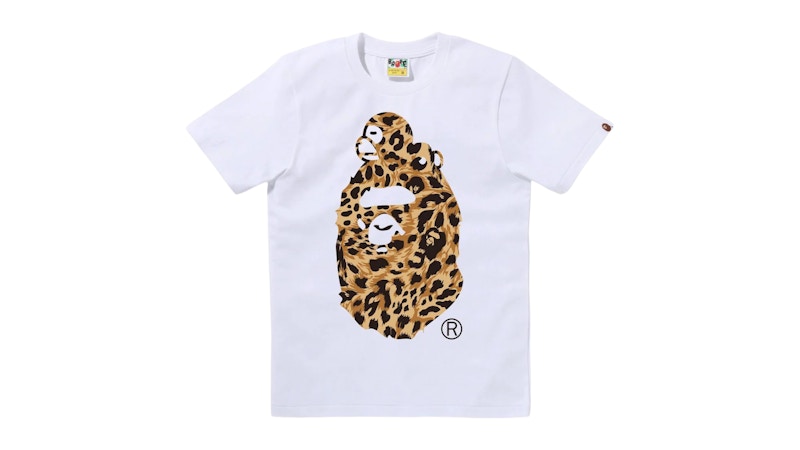 BAPE Wild Leopard Pattern Milo On Big Ape Tee White/Beige