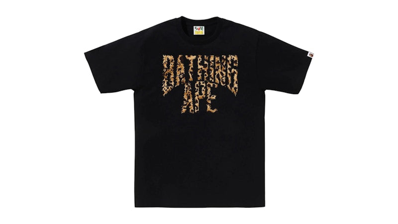 BAPE Wild Leopard Pattern NYC Logo Tee Black/Beige