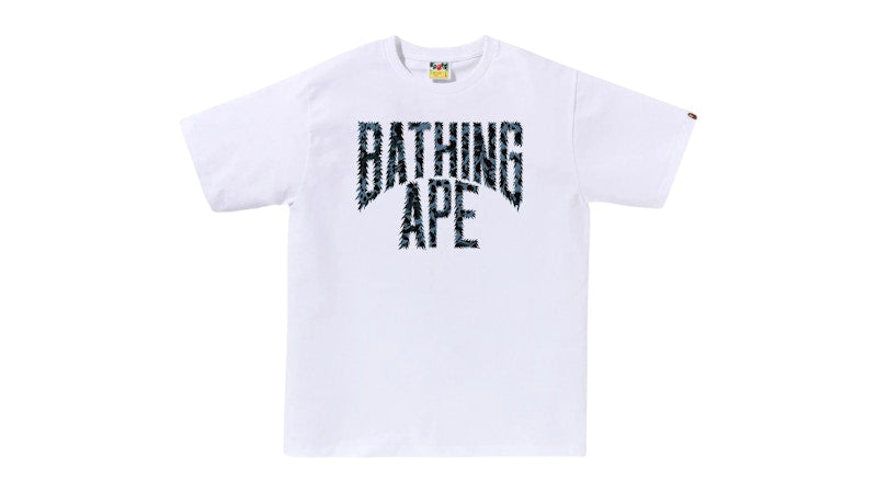 BAPE Wild Leopard Pattern NYC Logo Tee White/Navy