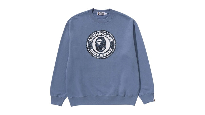 BAPE Wild Leopard Pattern Relaxed Fit Crewneck Sweatshirt Blue