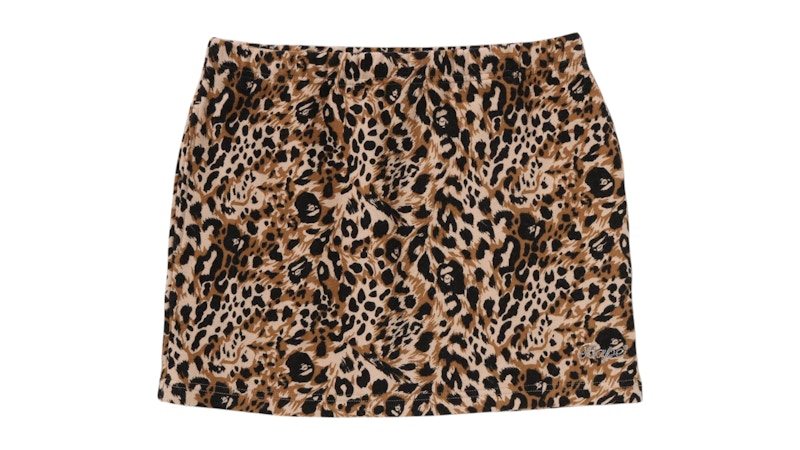 BAPE Wild Leopard Pattern Sweat Skirt Beige