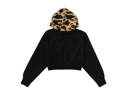 BAPE Women's 1st Camo Cropped Pullover Hoodie Black