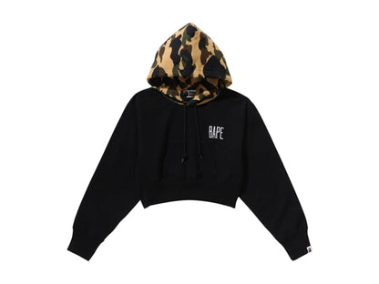 BAPE Women's 1st Camo Cropped Pullover Hoodie Black