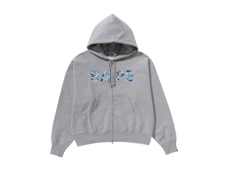 BAPE Women's ABC Camo Crystal Logo Wide Zip Hoodie Grey