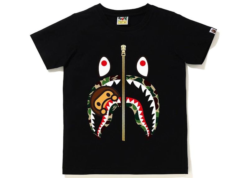 BAPE Womens ABC Camo Milo Shark Tee Black Green