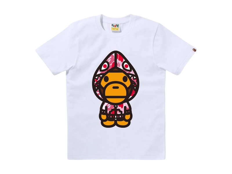 BAPE Women's ABC Camo Shark Hoodie Milo Tee White/Pink