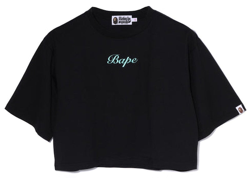 BAPE Womens Busy Works Cropped Tee Black