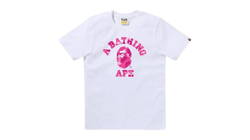 BAPE Women's Color Camo College Tee White Pink