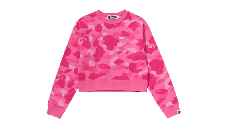 BAPE Women's Color Camo Cropped Crewneck Sweatshirt Pink