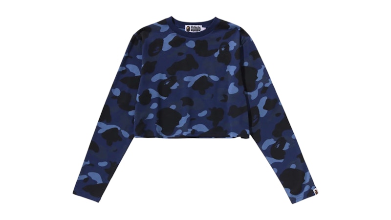 BAPE Women's Color Camo Cropped L/S Tee Blue