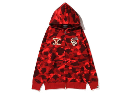 BAPE Women's Color Camo Oversized Full Zip Hoodie Red