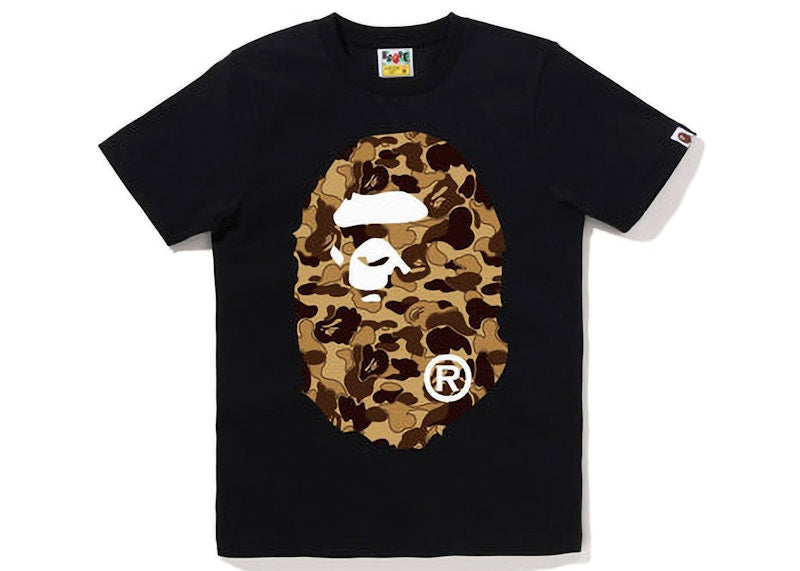 BAPE Womens Cookie Camo 2 Big Ape Head Tee Black Brown
