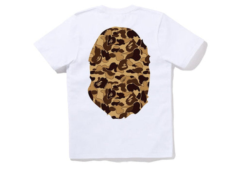BAPE Womens Cookie Camo 2 Big Ape Head Tee White Brown