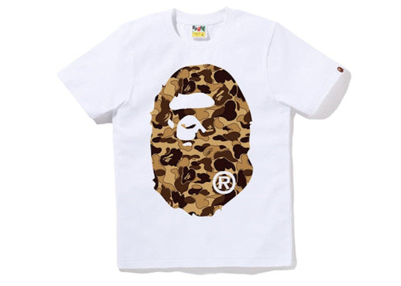 BAPE Womens Cookie Camo 2 Big Ape Head Tee White Brown