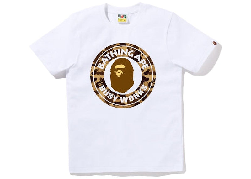 BAPE Womens Cookie Camo 2 Busy Works Tee White Brown