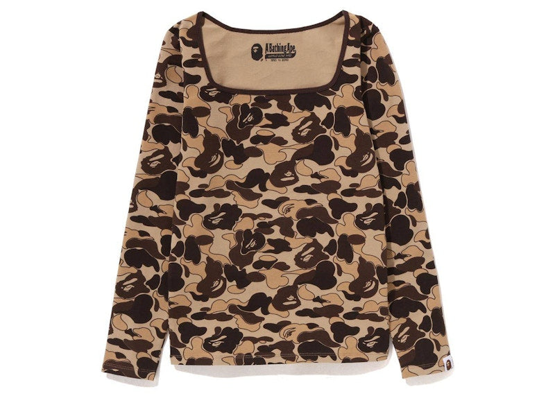 BAPE Womens Cookie Camo 2 L/S Tee Brown