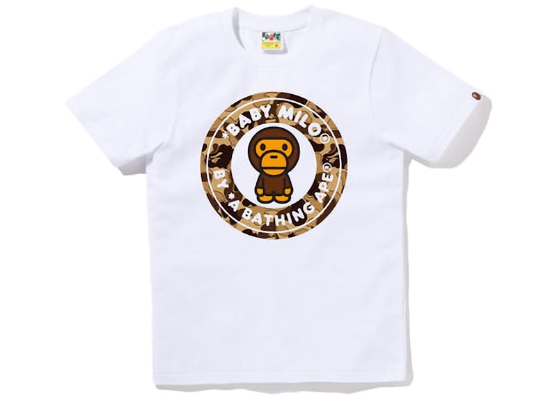 BAPE Womens Cookie Camo 2 Milo Busy Works Tee White Brown