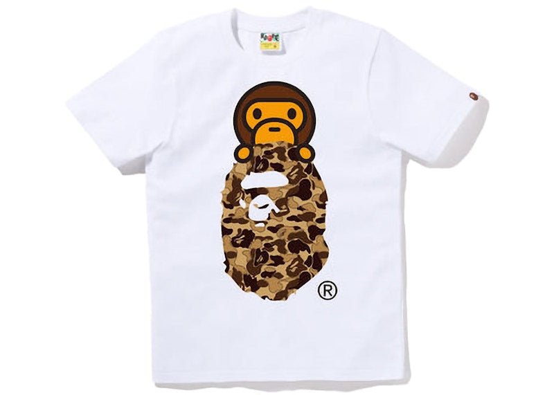 BAPE Womens Cookie Camo 2 Milo on Ape Head Tee White Brown