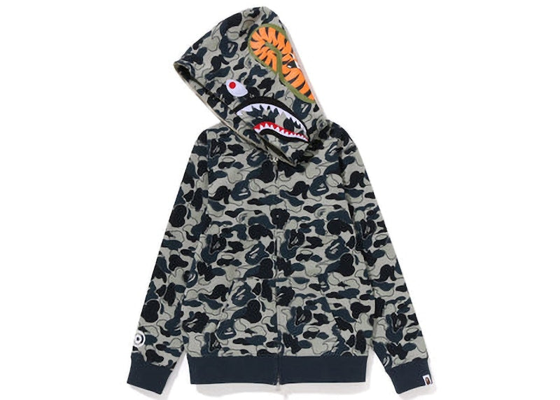 BAPE Womens Cookie Camo 2 Shark Full Zip Hoodie Beige