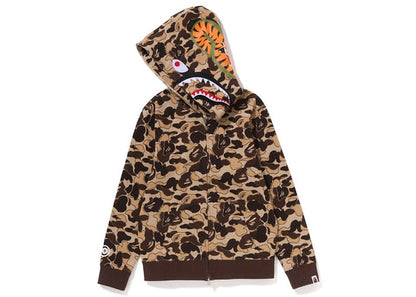 BAPE Womens Cookie Camo 2 Shark Full Zip Hoodie Brown